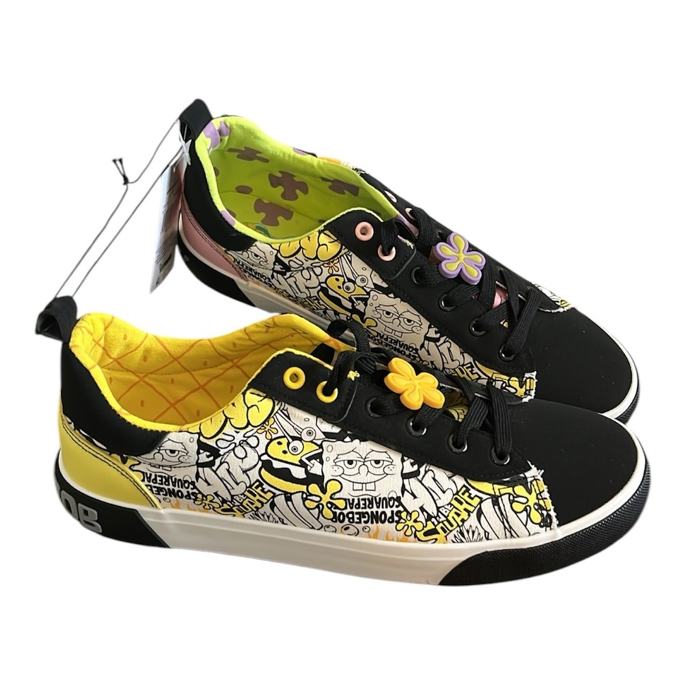 Ground Up SpongeBob Square Pants Men's Low Top Sneakers, Size 11.5 Unisex